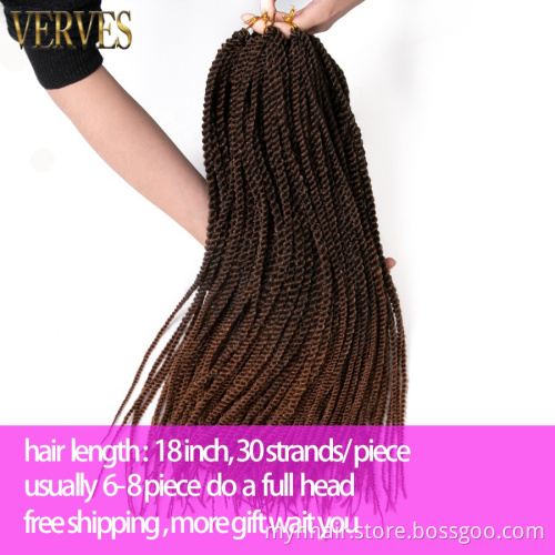 Ombre Crochet Braids 30 strands/pack 18 inch,small Senegalese Twist Hair Synthetic Braiding Hair extension Blonde Blue